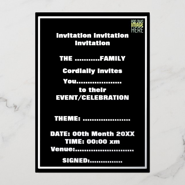 MODERN EDITABLE SIMPLE BLACK IMAGE TEXT TEMPLATE (Front)