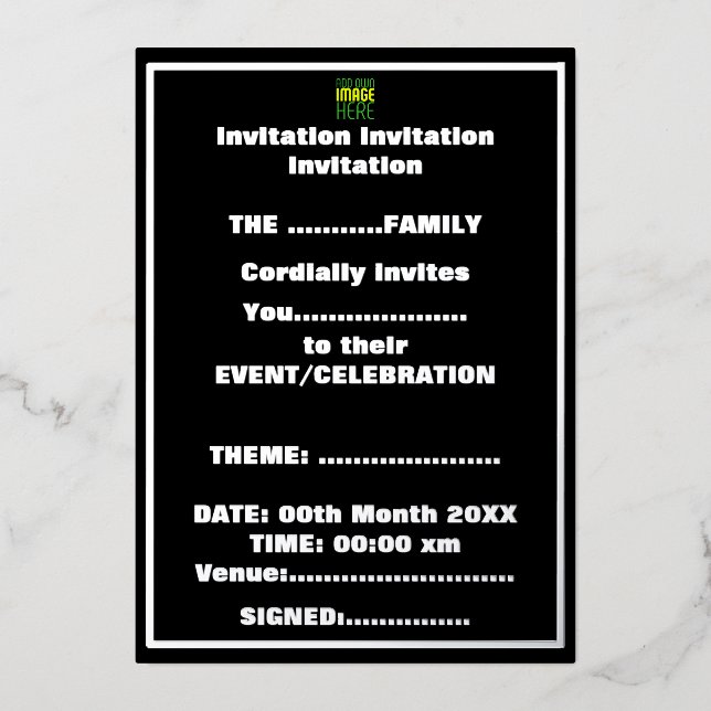 MODERN EDITABLE SIMPLE BLACK IMAGE TEXT TEMPLATE (Front)