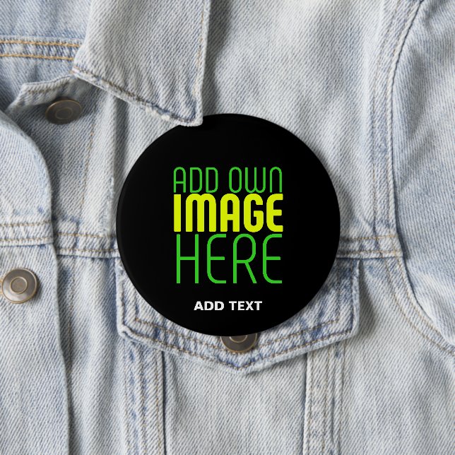 MODERN EDITABLE SIMPLE BLACK IMAGE TEXT TEMPLATE 10 CM ROUND BADGE (In Situ)