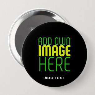 MODERN EDITABLE SIMPLE BLACK IMAGE TEXT TEMPLATE 10 CM ROUND BADGE
