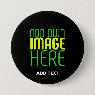 MODERN EDITABLE SIMPLE BLACK IMAGE TEXT TEMPLATE 7.5 CM ROUND BADGE