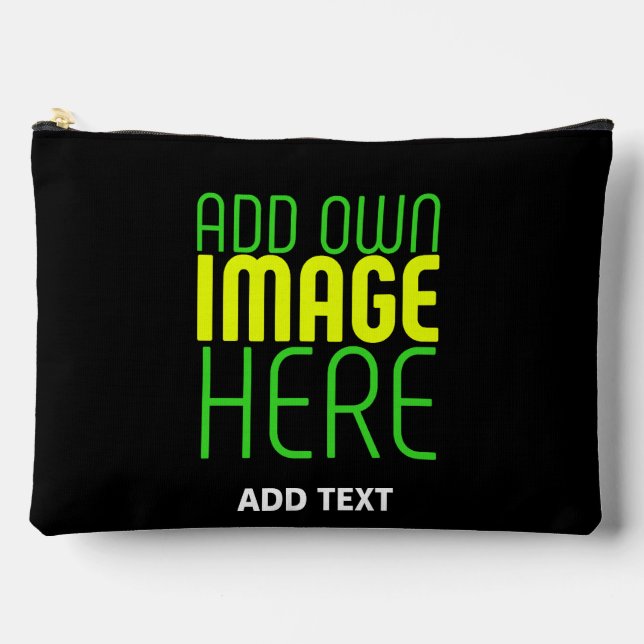 MODERN EDITABLE SIMPLE BLACK IMAGE TEXT TEMPLATE ACCESSORY POUCH (Front)