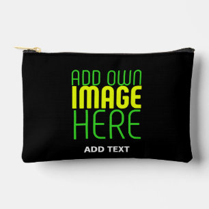 MODERN EDITABLE SIMPLE BLACK IMAGE TEXT TEMPLATE ACCESSORY POUCH