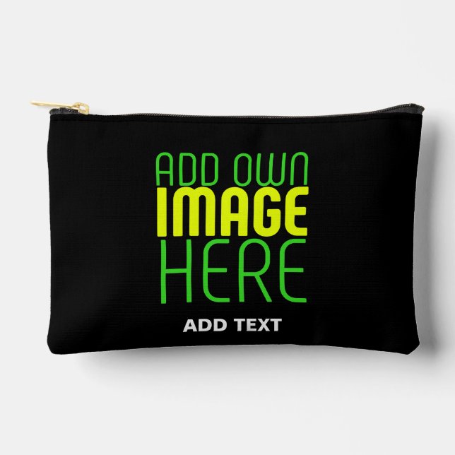 MODERN EDITABLE SIMPLE BLACK IMAGE TEXT TEMPLATE ACCESSORY POUCH (Front)