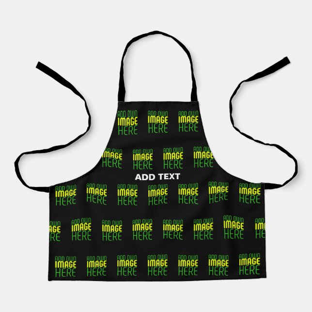 MODERN EDITABLE SIMPLE BLACK IMAGE TEXT TEMPLATE APRON (Front)