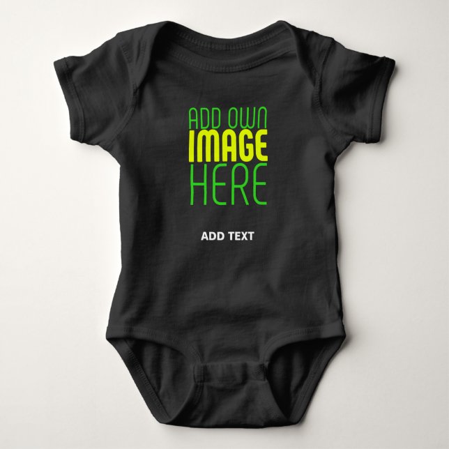 MODERN EDITABLE SIMPLE BLACK IMAGE TEXT TEMPLATE BABY BODYSUIT (Front)