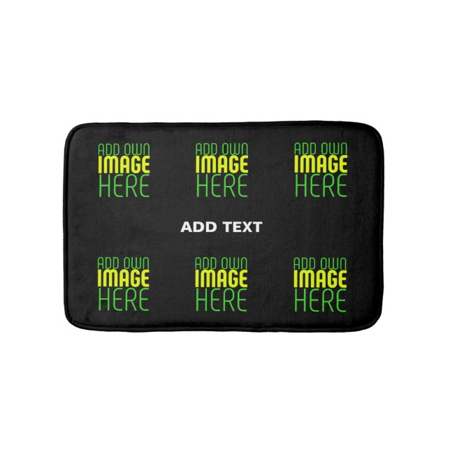 MODERN EDITABLE SIMPLE BLACK IMAGE TEXT TEMPLATE BATH MAT (Front)