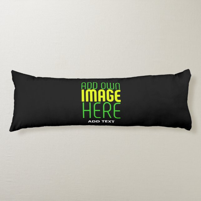 MODERN EDITABLE SIMPLE BLACK IMAGE TEXT TEMPLATE BODY CUSHION (Front)