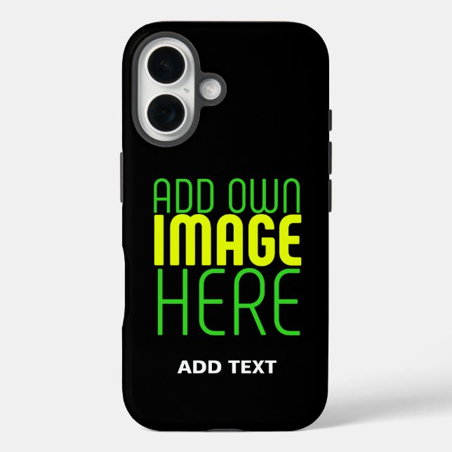 MODERN EDITABLE SIMPLE BLACK IMAGE TEXT TEMPLATE Case-Mate iPhone CASE (Back)