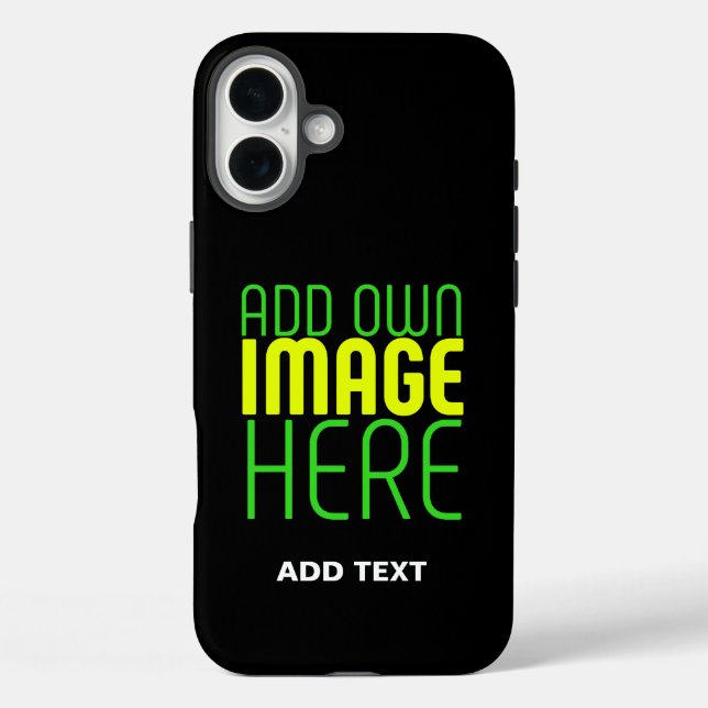 MODERN EDITABLE SIMPLE BLACK IMAGE TEXT TEMPLATE Case-Mate iPhone CASE (Back)