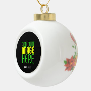 MODERN EDITABLE SIMPLE BLACK IMAGE TEXT TEMPLATE CERAMIC BALL CHRISTMAS ORNAMENT