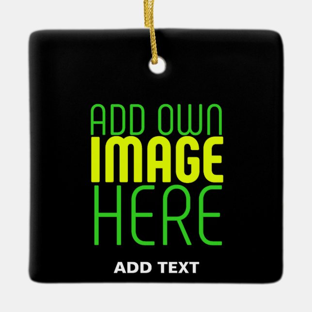 MODERN EDITABLE SIMPLE BLACK IMAGE TEXT TEMPLATE CERAMIC ORNAMENT (Front)