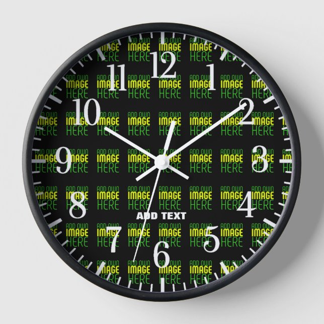 MODERN EDITABLE SIMPLE BLACK IMAGE TEXT TEMPLATE CLOCK (Front)
