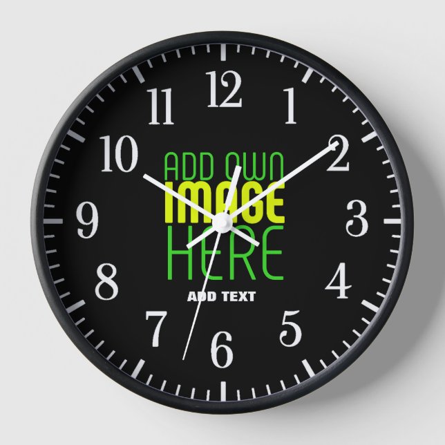 MODERN EDITABLE SIMPLE BLACK IMAGE TEXT TEMPLATE CLOCK (Front)
