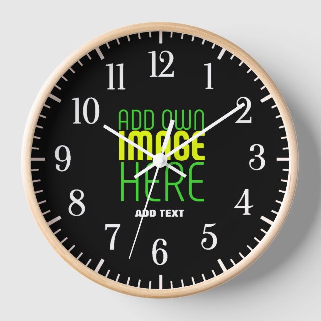 MODERN EDITABLE SIMPLE BLACK IMAGE TEXT TEMPLATE CLOCK (Front)