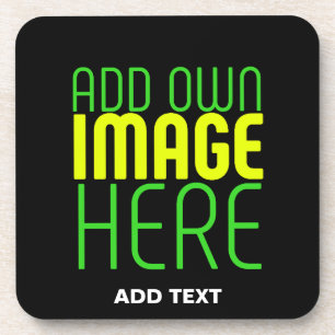MODERN EDITABLE SIMPLE BLACK IMAGE TEXT TEMPLATE COASTER
