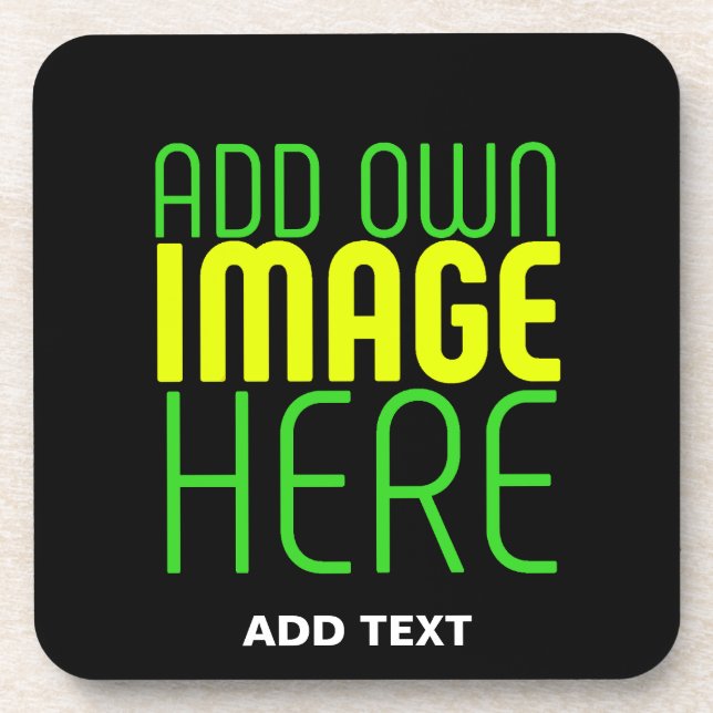 MODERN EDITABLE SIMPLE BLACK IMAGE TEXT TEMPLATE COASTER (Front)