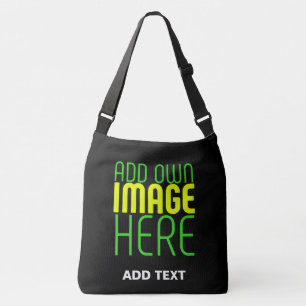 MODERN EDITABLE SIMPLE BLACK IMAGE TEXT TEMPLATE CROSSBODY BAG