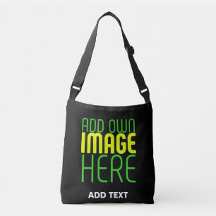MODERN EDITABLE SIMPLE BLACK IMAGE TEXT TEMPLATE CROSSBODY BAG