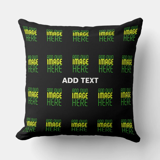 MODERN EDITABLE SIMPLE BLACK IMAGE TEXT TEMPLATE CUSHION (Front)