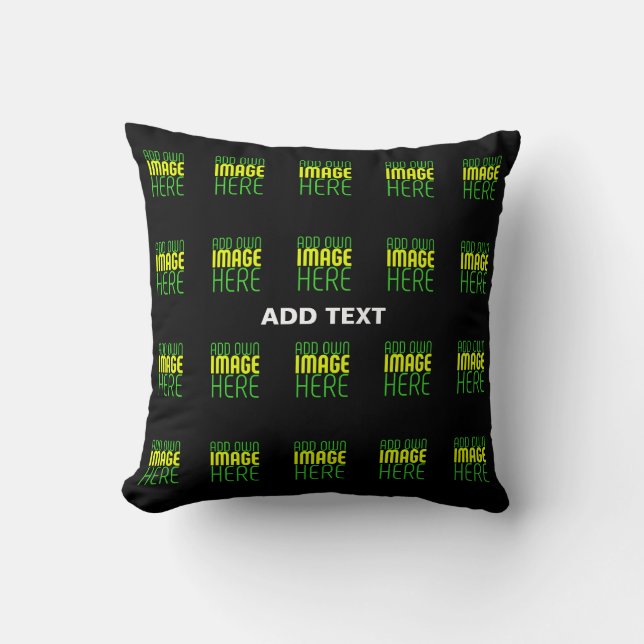 MODERN EDITABLE SIMPLE BLACK IMAGE TEXT TEMPLATE CUSHION (Front)
