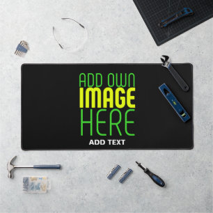 MODERN EDITABLE SIMPLE BLACK IMAGE TEXT TEMPLATE DESK MAT