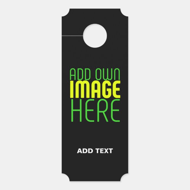 MODERN EDITABLE SIMPLE BLACK IMAGE TEXT TEMPLATE DOOR HANGER (Front)