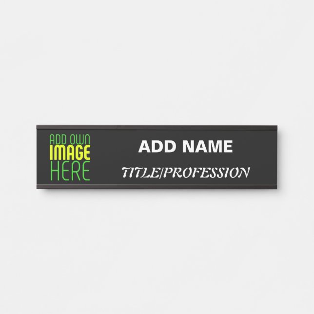 MODERN EDITABLE SIMPLE BLACK IMAGE TEXT TEMPLATE DOOR SIGN (Front)