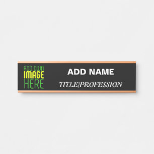 MODERN EDITABLE SIMPLE BLACK IMAGE TEXT TEMPLATE DOOR SIGN
