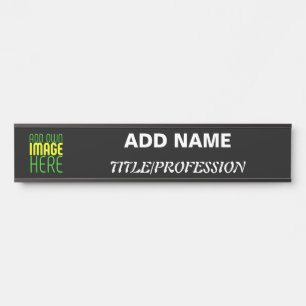 MODERN EDITABLE SIMPLE BLACK IMAGE TEXT TEMPLATE DOOR SIGN