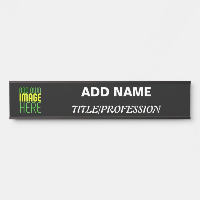 MODERN EDITABLE SIMPLE BLACK IMAGE TEXT TEMPLATE DOOR SIGN (Front)