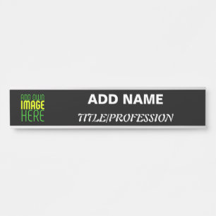 MODERN EDITABLE SIMPLE BLACK IMAGE TEXT TEMPLATE DOOR SIGN