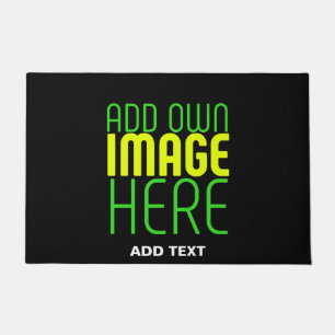 MODERN EDITABLE SIMPLE BLACK IMAGE TEXT TEMPLATE DOORMAT