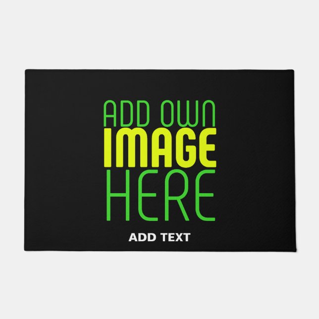 MODERN EDITABLE SIMPLE BLACK IMAGE TEXT TEMPLATE DOORMAT (Front)