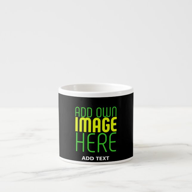 MODERN EDITABLE SIMPLE BLACK IMAGE TEXT TEMPLATE ESPRESSO CUP (Front)