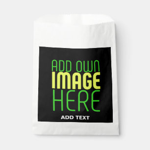 MODERN EDITABLE SIMPLE BLACK IMAGE TEXT TEMPLATE FAVOUR BAG