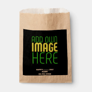 MODERN EDITABLE SIMPLE BLACK IMAGE TEXT TEMPLATE FAVOUR BAG