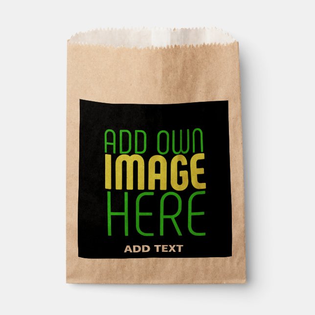MODERN EDITABLE SIMPLE BLACK IMAGE TEXT TEMPLATE FAVOUR BAG (Front)