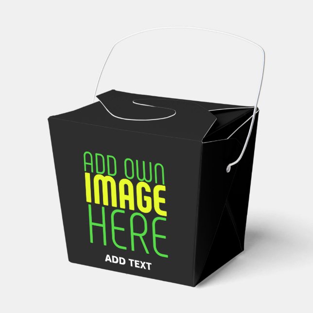 MODERN EDITABLE SIMPLE BLACK IMAGE TEXT TEMPLATE FAVOUR BOX (Front Side)