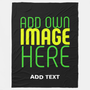 MODERN EDITABLE SIMPLE BLACK IMAGE TEXT TEMPLATE FLEECE BLANKET