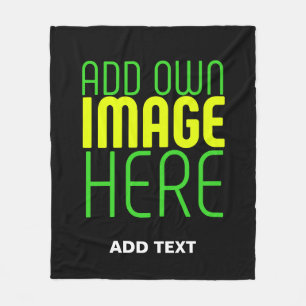 MODERN EDITABLE SIMPLE BLACK IMAGE TEXT TEMPLATE FLEECE BLANKET