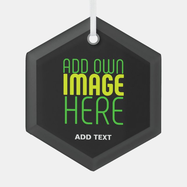 MODERN EDITABLE SIMPLE BLACK IMAGE TEXT TEMPLATE GLASS TREE DECORATION (Front)