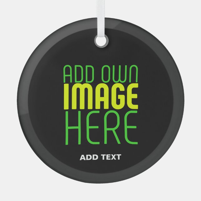 MODERN EDITABLE SIMPLE BLACK IMAGE TEXT TEMPLATE GLASS TREE DECORATION (Front)