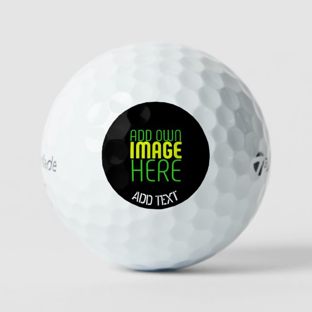 MODERN EDITABLE SIMPLE BLACK IMAGE TEXT TEMPLATE GOLF BALLS (Front)
