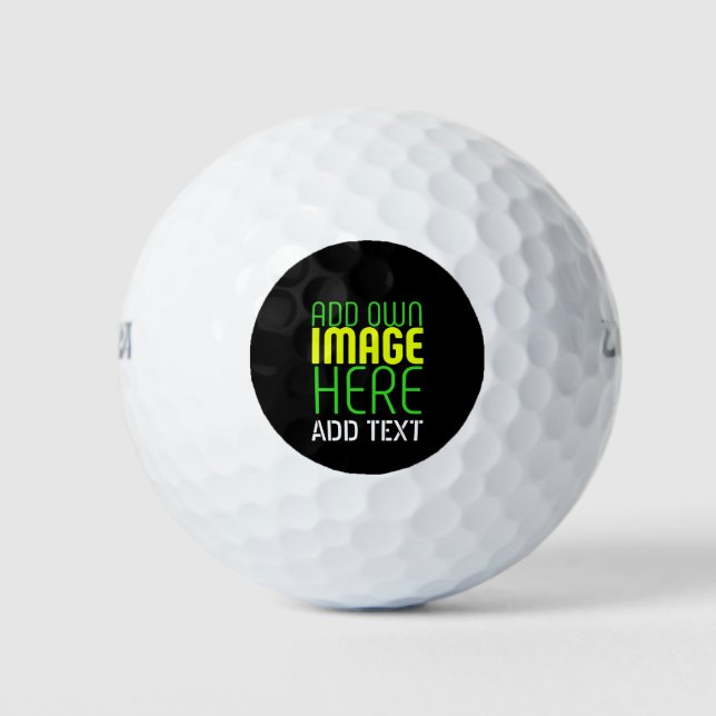 MODERN EDITABLE SIMPLE BLACK IMAGE TEXT TEMPLATE GOLF BALLS (Front)