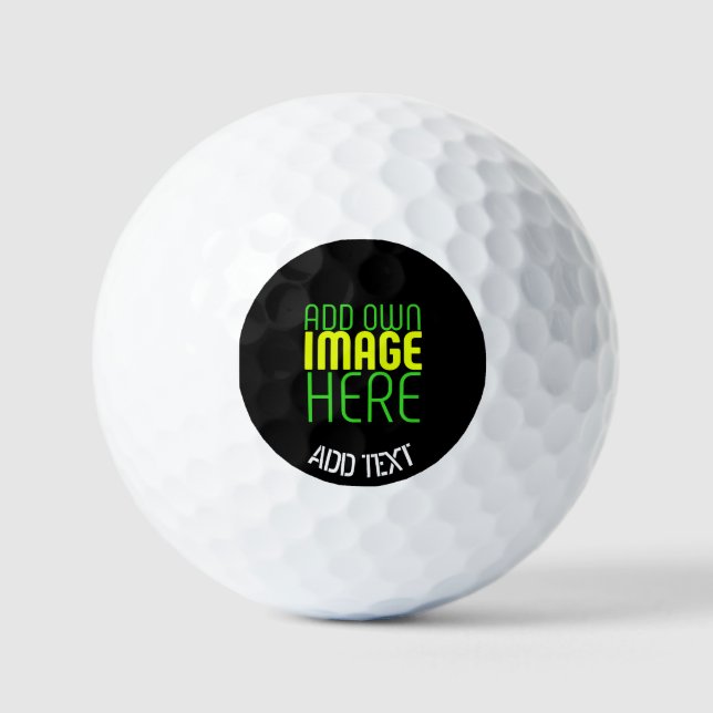 MODERN EDITABLE SIMPLE BLACK IMAGE TEXT TEMPLATE GOLF BALLS (Front)
