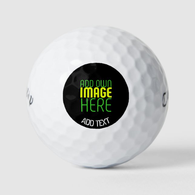 MODERN EDITABLE SIMPLE BLACK IMAGE TEXT TEMPLATE GOLF BALLS (Front)