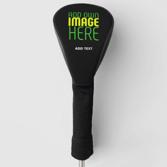 MODERN EDITABLE SIMPLE BLACK IMAGE TEXT TEMPLATE GOLF HEAD COVER (Front)