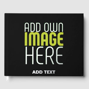 MODERN EDITABLE SIMPLE BLACK IMAGE TEXT TEMPLATE GUEST BOOK