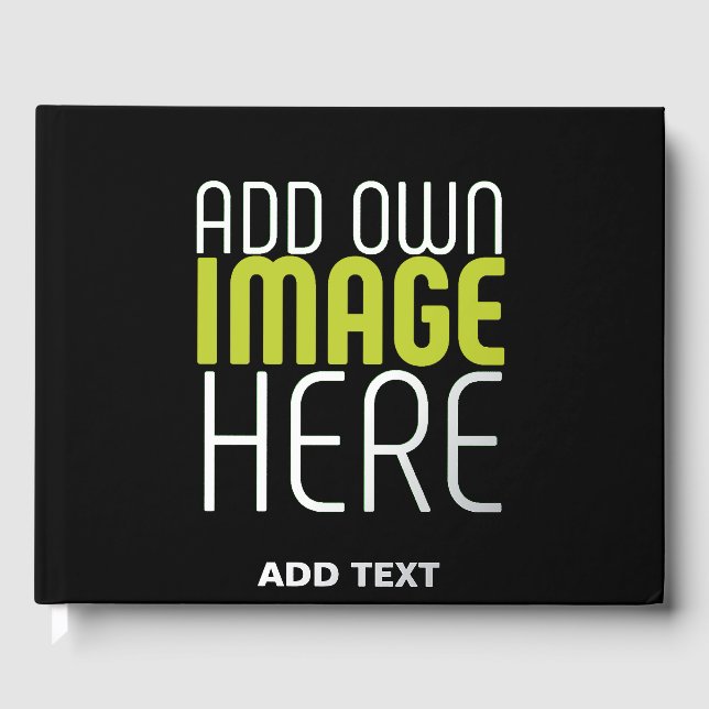 MODERN EDITABLE SIMPLE BLACK IMAGE TEXT TEMPLATE GUEST BOOK (Front)